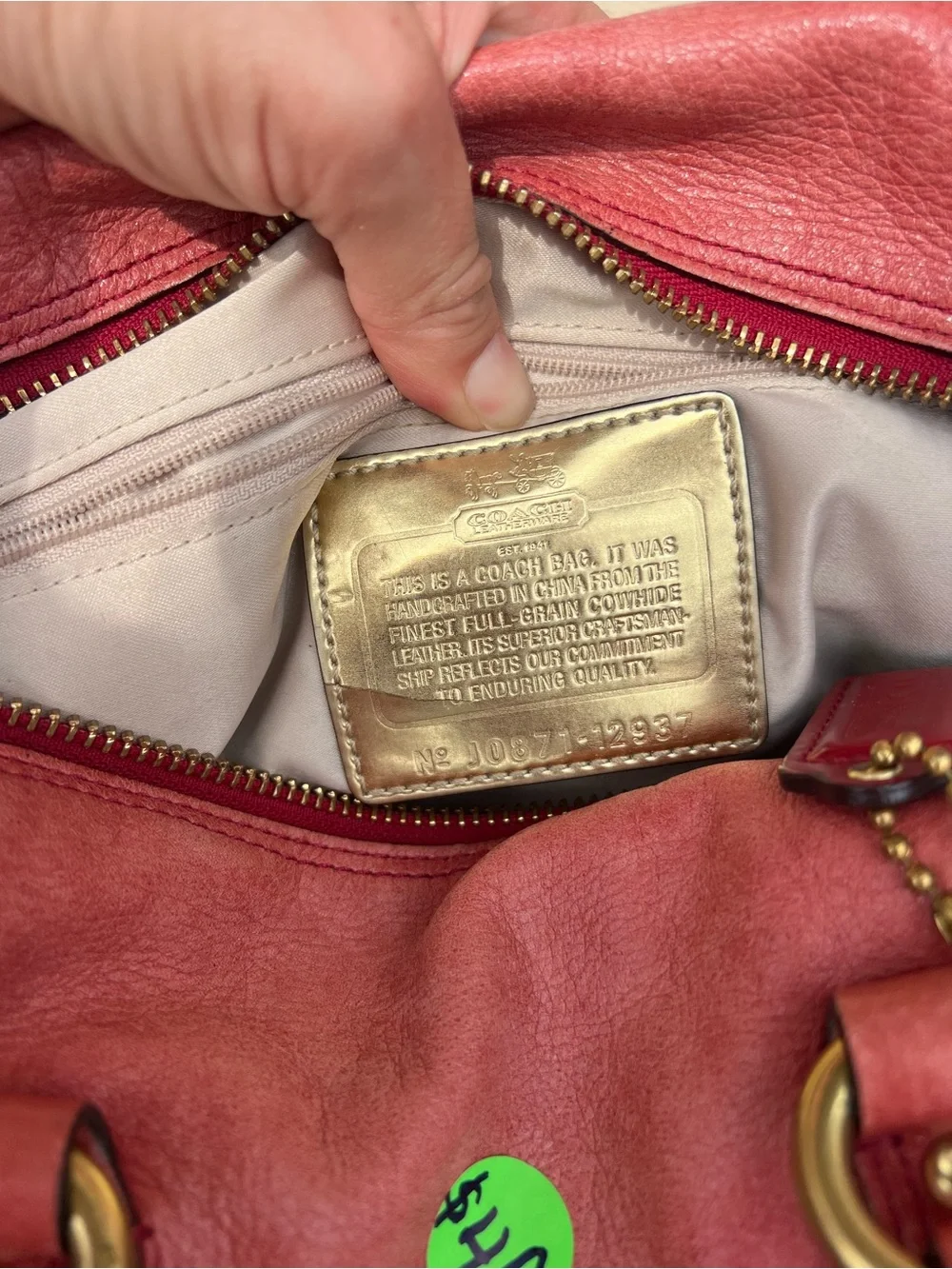 Coach satchel coral